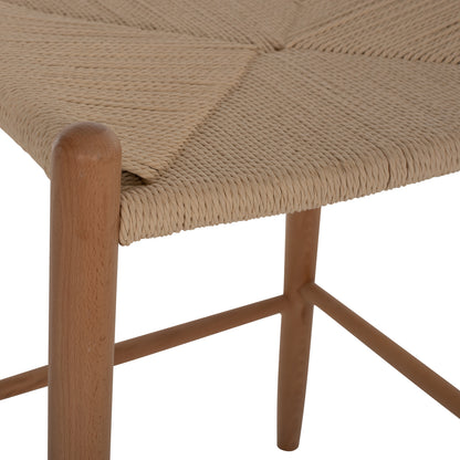 BAR STOOL MEDIUM HEIGHT BEECH WOOD-ROPE 44x46x65Hcm.HM9321.01