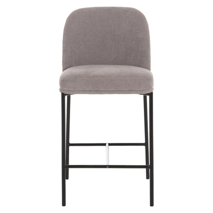 BAR STOOL MED.HEIGHT MANIDO HM18427.01 GREY FABRIC--BLACK METAL FRAME 45x55x92Hcm.