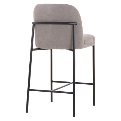 BAR STOOL MED.HEIGHT MANIDO HM18427.01 GREY FABRIC--BLACK METAL FRAME 45x55x92Hcm.