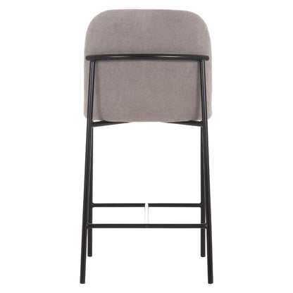 BAR STOOL MED.HEIGHT MANIDO HM18427.01 GREY FABRIC--BLACK METAL FRAME 45x55x92Hcm.