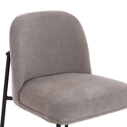 BAR STOOL MED.HEIGHT MANIDO HM18427.01 GREY FABRIC--BLACK METAL FRAME 45x55x92Hcm.