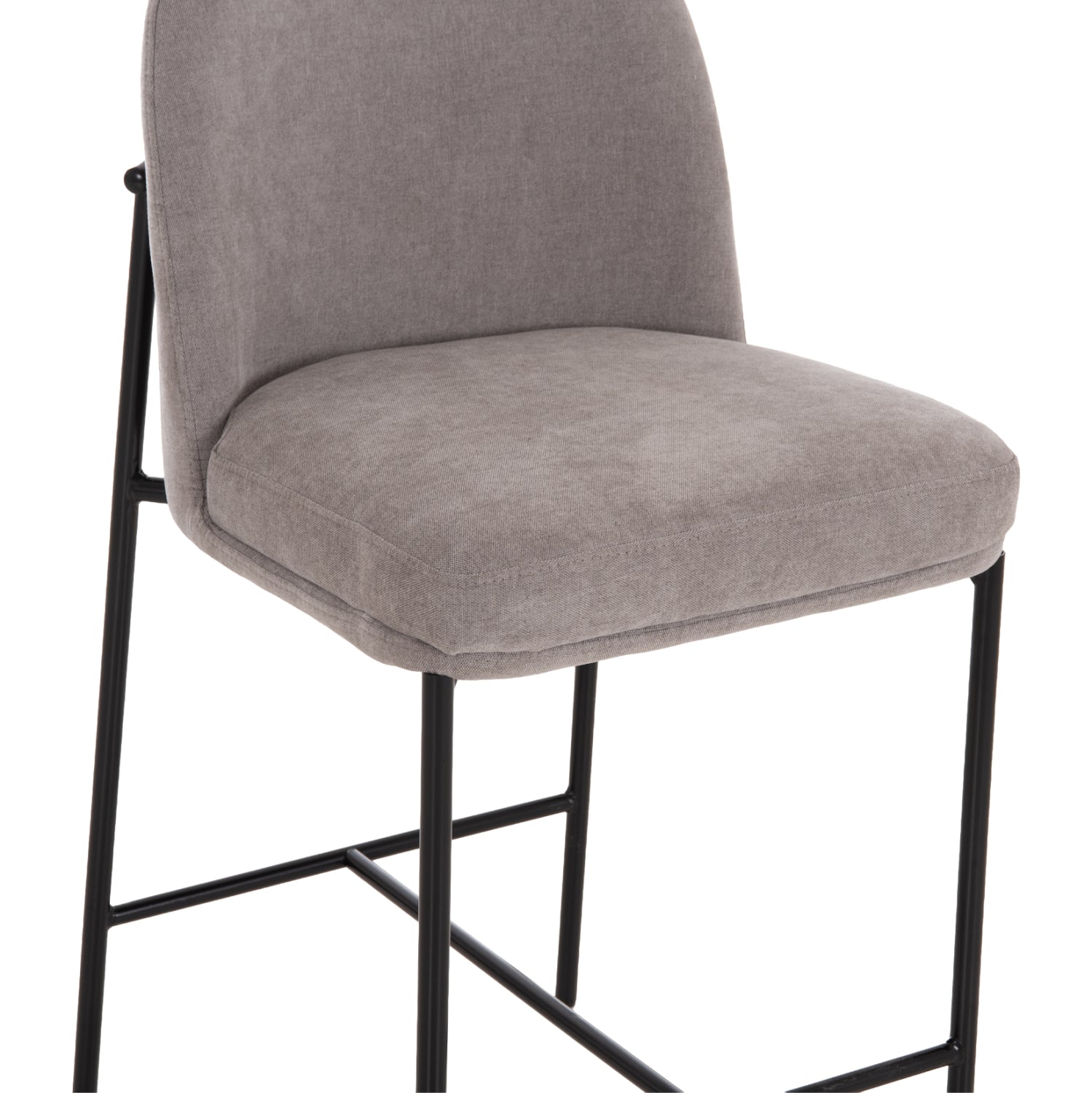 BAR STOOL MED.HEIGHT MANIDO HM18427.01 GREY FABRIC--BLACK METAL FRAME 45x55x92Hcm.
