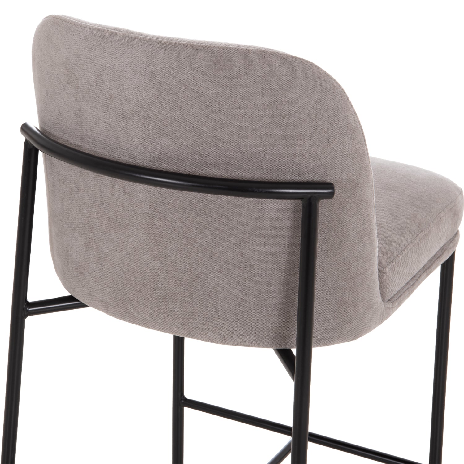 BAR STOOL MED.HEIGHT MANIDO HM18427.01 GREY FABRIC--BLACK METAL FRAME 45x55x92Hcm.