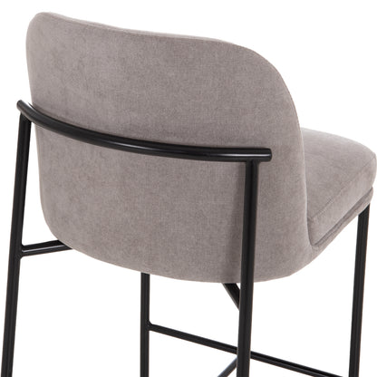 BAR STOOL MED.HEIGHT MANIDO HM18427.01 GREY FABRIC--BLACK METAL FRAME 45x55x92Hcm.