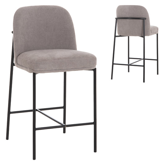 BAR STOOL MED.HEIGHT MANIDO HM18427.01 GREY FABRIC--BLACK METAL FRAME 45x55x92Hcm.