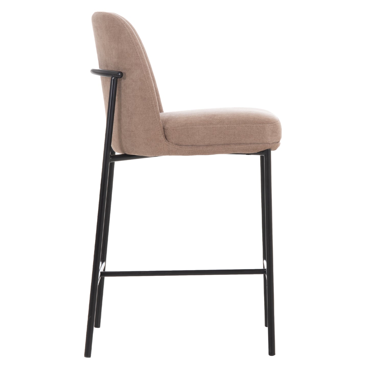 BAR STOOL MED.HEIGHT MANIDO HM18427.02 TAUPE FABRIC--BLACK METAL FRAME 45x55x92Hcm.