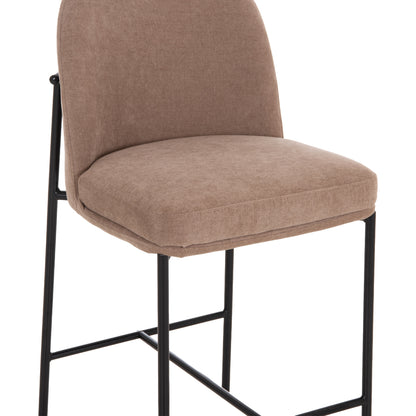 BAR STOOL MED.HEIGHT MANIDO HM18427.02 TAUPE FABRIC--BLACK METAL FRAME 45x55x92Hcm.