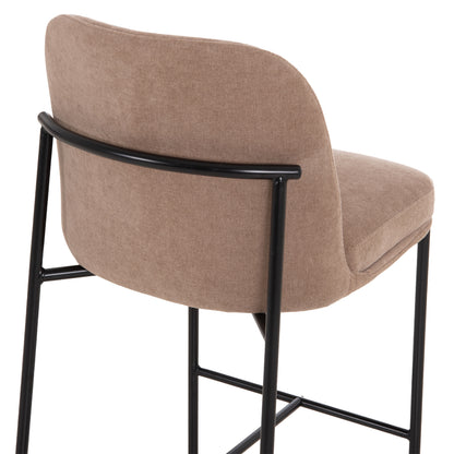 BAR STOOL MED.HEIGHT MANIDO HM18427.02 TAUPE FABRIC--BLACK METAL FRAME 45x55x92Hcm.