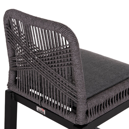 BAR STOOL MEDIUM HEIGHT HOWARD HM5791.23 ALUMINUM IN BLACK--DARK GREY ROPE 47.5x55x94.5Hcm.