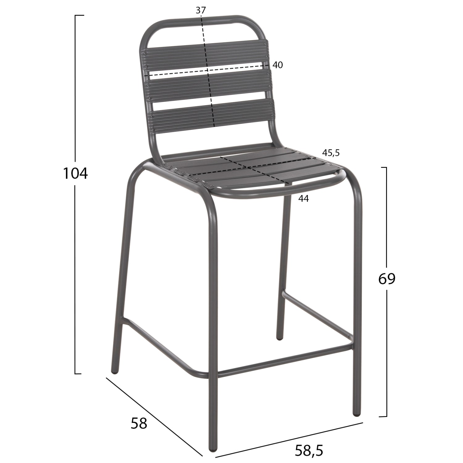 BAR STOOL MEDIUM HEIGHT LAURA HM6065.01 METAL FRAME AND ALUMINUM IN GREY 58.5x58x104H cm.