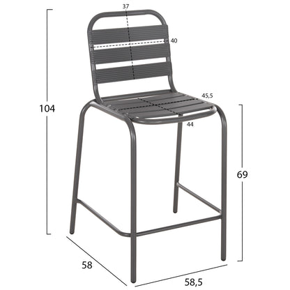 BAR STOOL MEDIUM HEIGHT LAURA HM6065.01 METAL FRAME AND ALUMINUM IN GREY 58.5x58x104H cm.