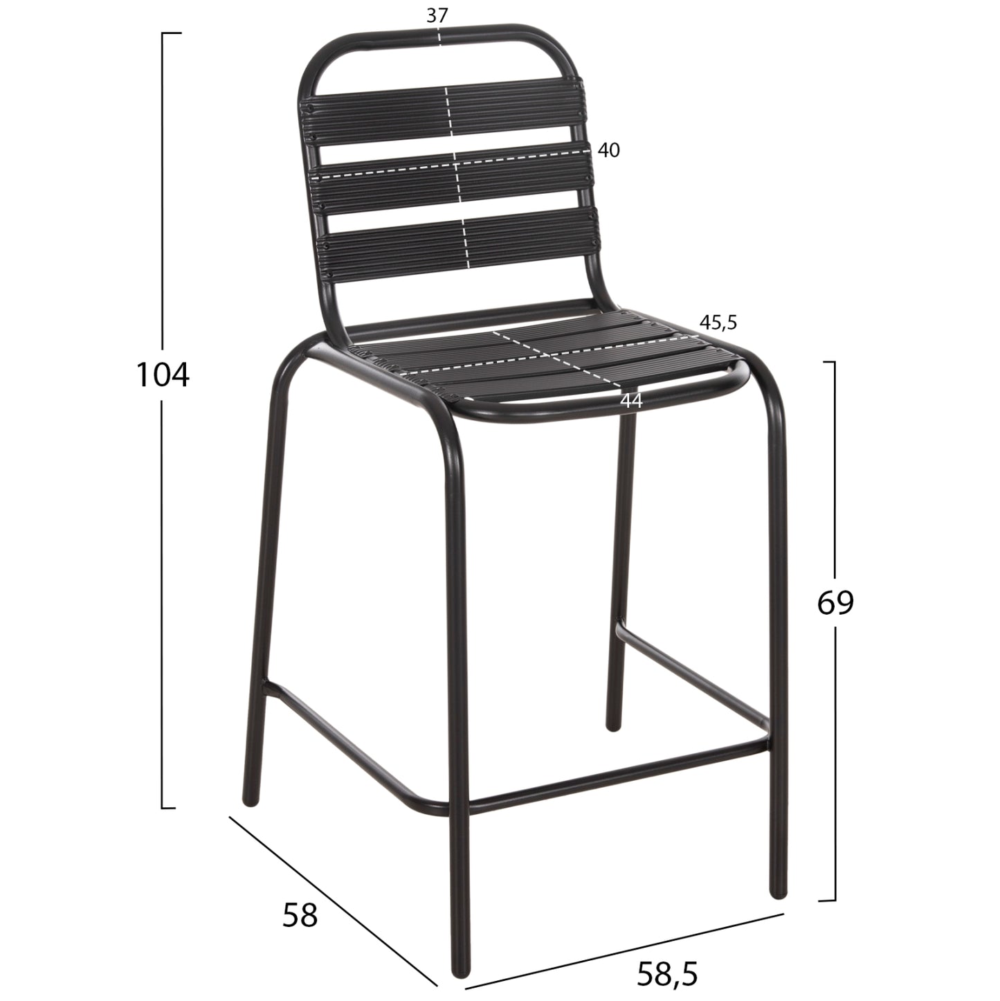 BAR STOOL MEDIUM HEIGHT LAURA HM6065.03 METAL FRAME AND ALUMINUM IN BLACK 58.5x58x104H cm.