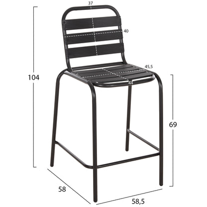 BAR STOOL MEDIUM HEIGHT LAURA HM6065.03 METAL FRAME AND ALUMINUM IN BLACK 58.5x58x104H cm.