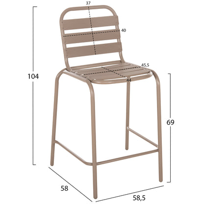 BAR STOOL MEDIUM HEIGHT LAURA HM6065.04 METAL FRAME AND ALUMINUM IN CHAMPAGNE COLOR 58.5x58x104H