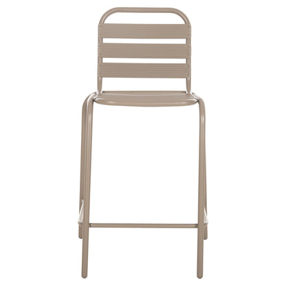 BAR STOOL MEDIUM HEIGHT LAURA HM6065.04 METAL FRAME AND ALUMINUM IN CHAMPAGNE COLOR 58.5x58x104H