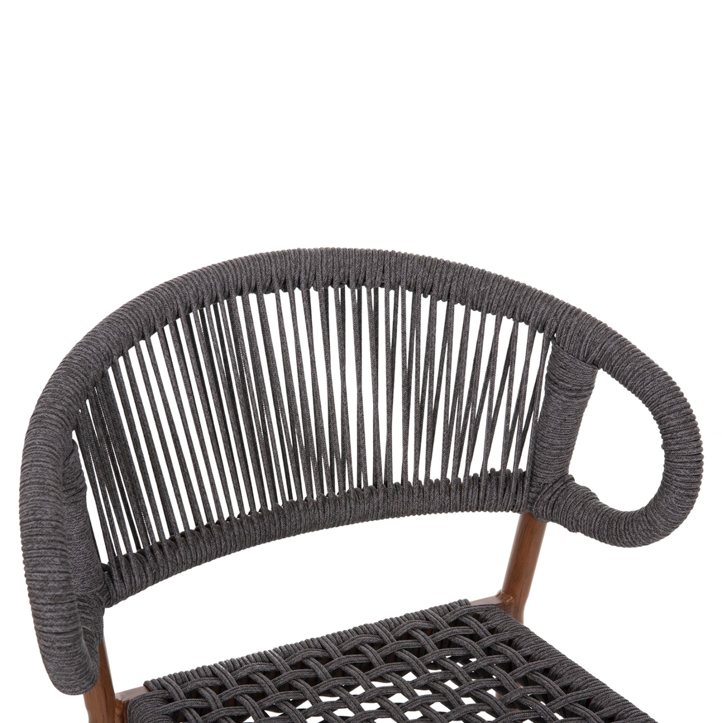 BAR STOOL MEDIUM HEIGHT EULO HM6087.01 ALUMINUM IN WALNUT-SYNTHETIC RATTAN IN GREY 60x60x99Hcm.