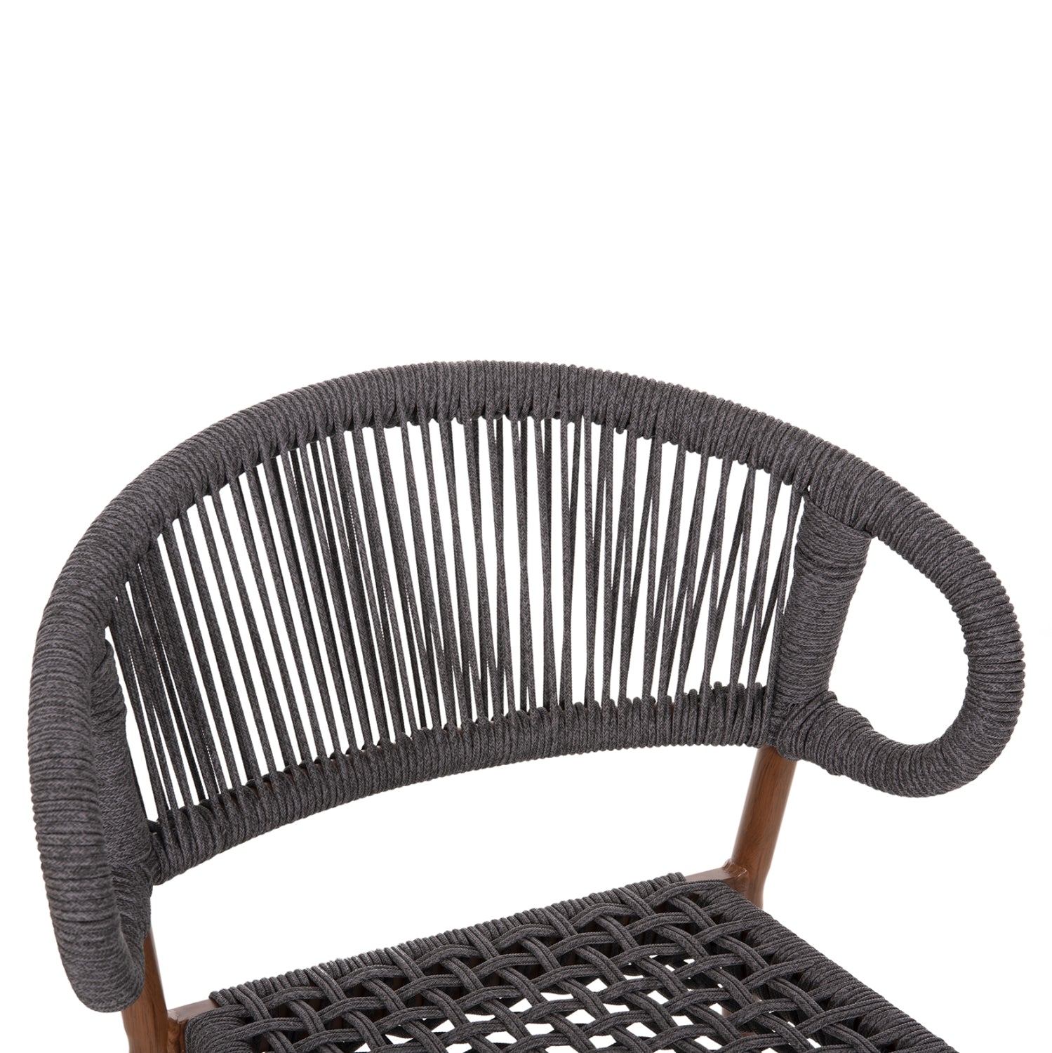 BAR STOOL MEDIUM HEIGHT EULO HM6087.01 ALUMINUM IN WALNUT-SYNTHETIC RATTAN IN GREY 60x60x99Hcm.