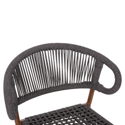 BAR STOOL MEDIUM HEIGHT EULO HM6087.01 ALUMINUM IN WALNUT-SYNTHETIC RATTAN IN GREY 60x60x99Hcm.