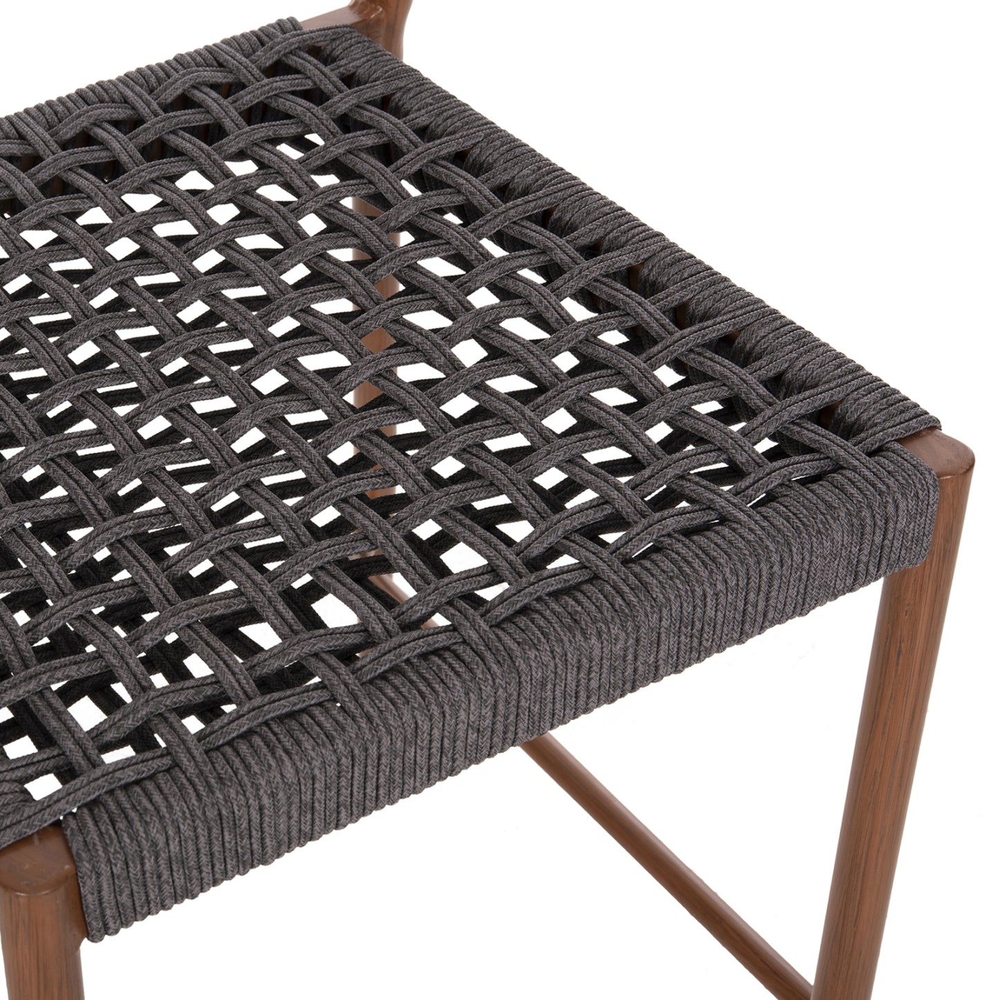 BAR STOOL MEDIUM HEIGHT EULO HM6087.01 ALUMINUM IN WALNUT-SYNTHETIC RATTAN IN GREY 60x60x99Hcm.
