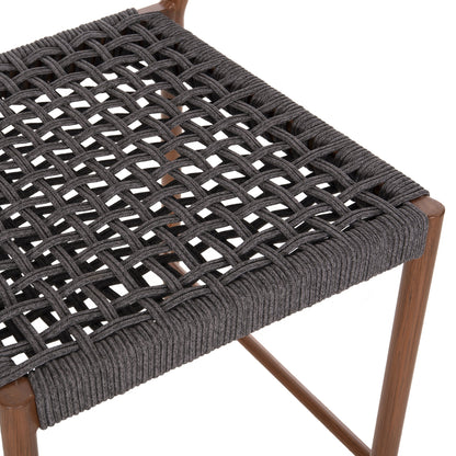 BAR STOOL MEDIUM HEIGHT EULO HM6087.01 ALUMINUM IN WALNUT-SYNTHETIC RATTAN IN GREY 60x60x99Hcm.