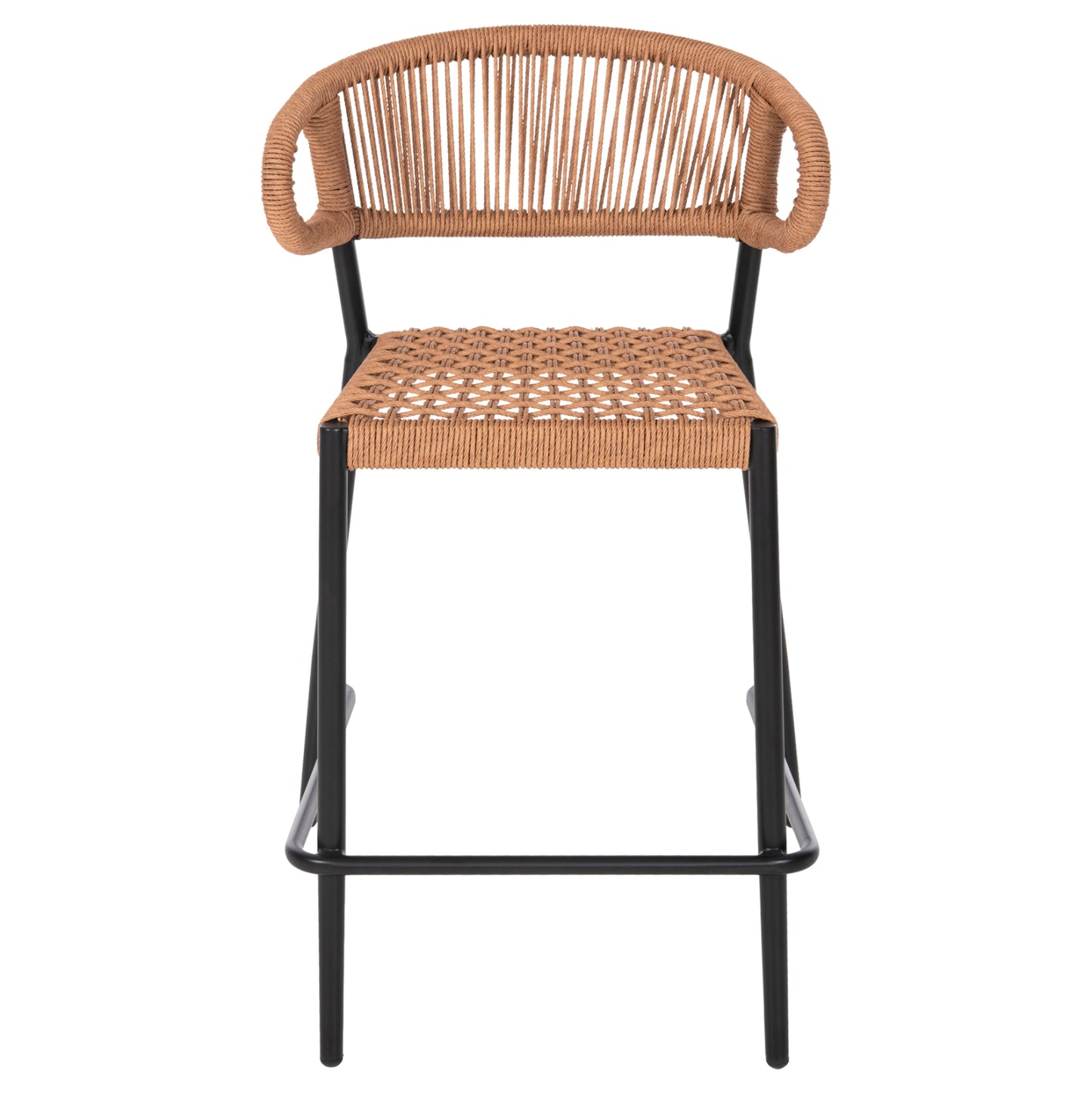 BAR STOOL MEDIUM HEIGHT EULO HM6087.03 ALUMINUM BLACK-SYNTHETIC RATTAN 60x56,5x99Hcm.