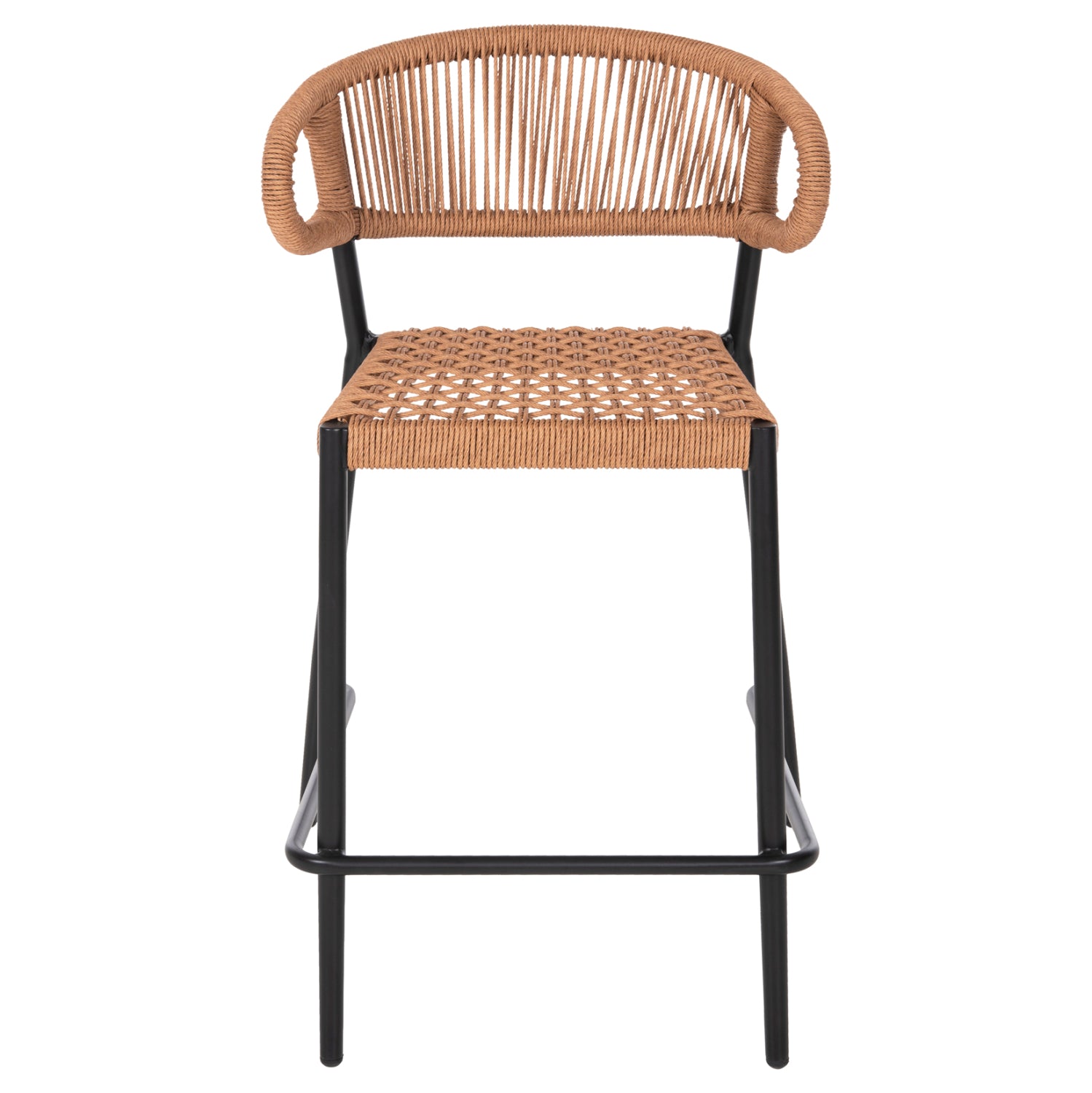 BAR STOOL MEDIUM HEIGHT EULO HM6087.03 ALUMINUM BLACK-SYNTHETIC RATTAN 60x56,5x99Hcm.