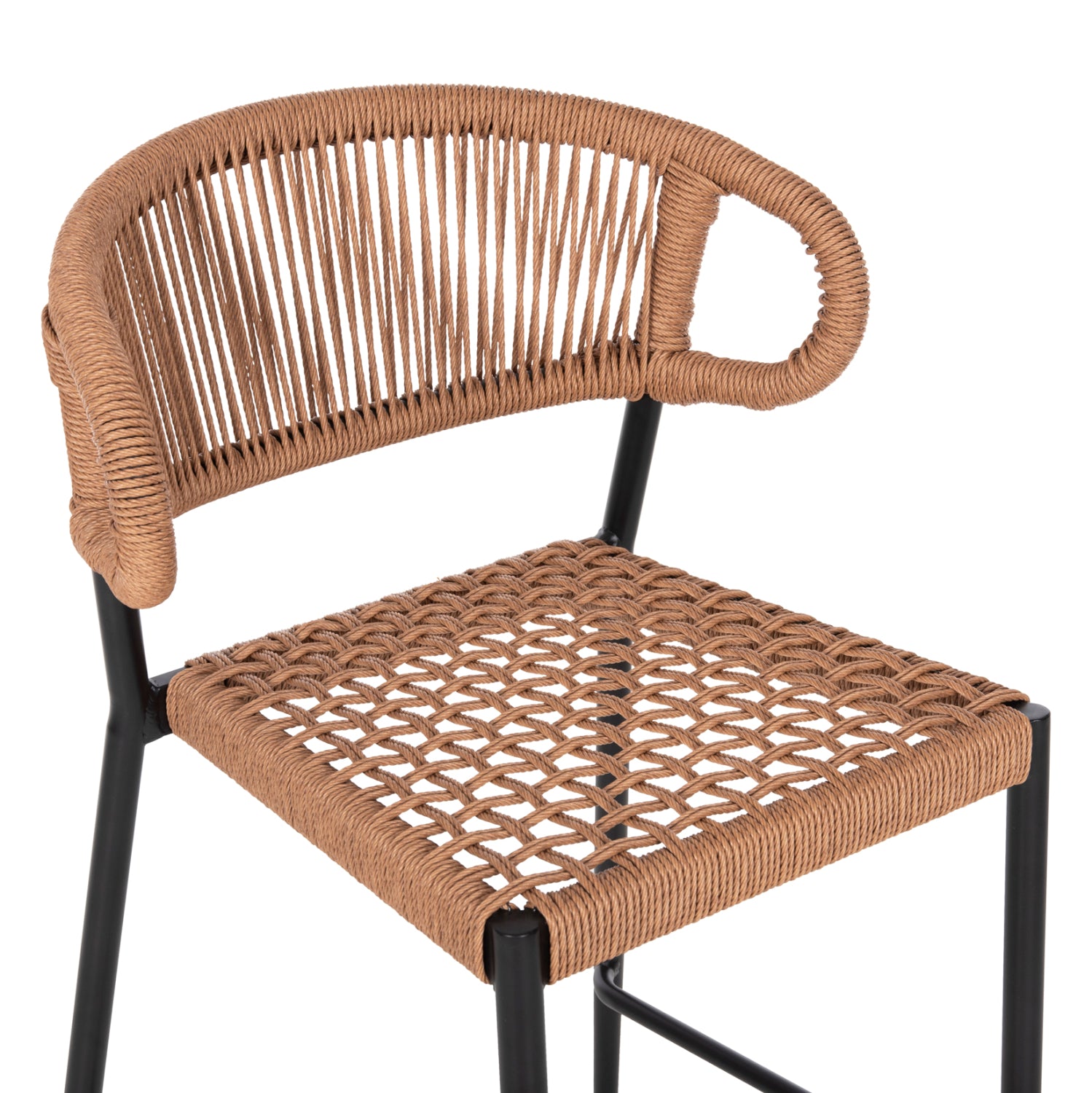 BAR STOOL MEDIUM HEIGHT EULO HM6087.03 ALUMINUM BLACK-SYNTHETIC RATTAN 60x56,5x99Hcm.