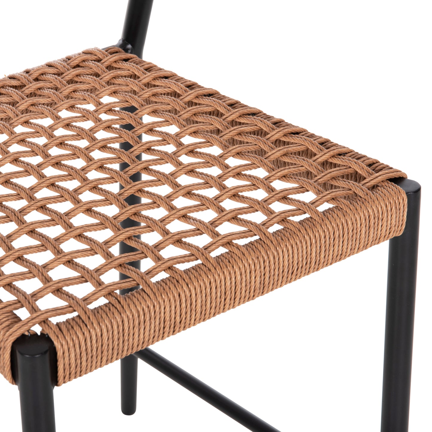 BAR STOOL MEDIUM HEIGHT EULO HM6087.03 ALUMINUM BLACK-SYNTHETIC RATTAN 60x56,5x99Hcm.