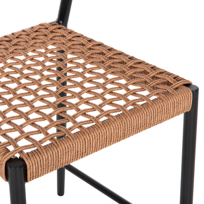 BAR STOOL MEDIUM HEIGHT EULO HM6087.03 ALUMINUM BLACK-SYNTHETIC RATTAN 60x56,5x99Hcm.