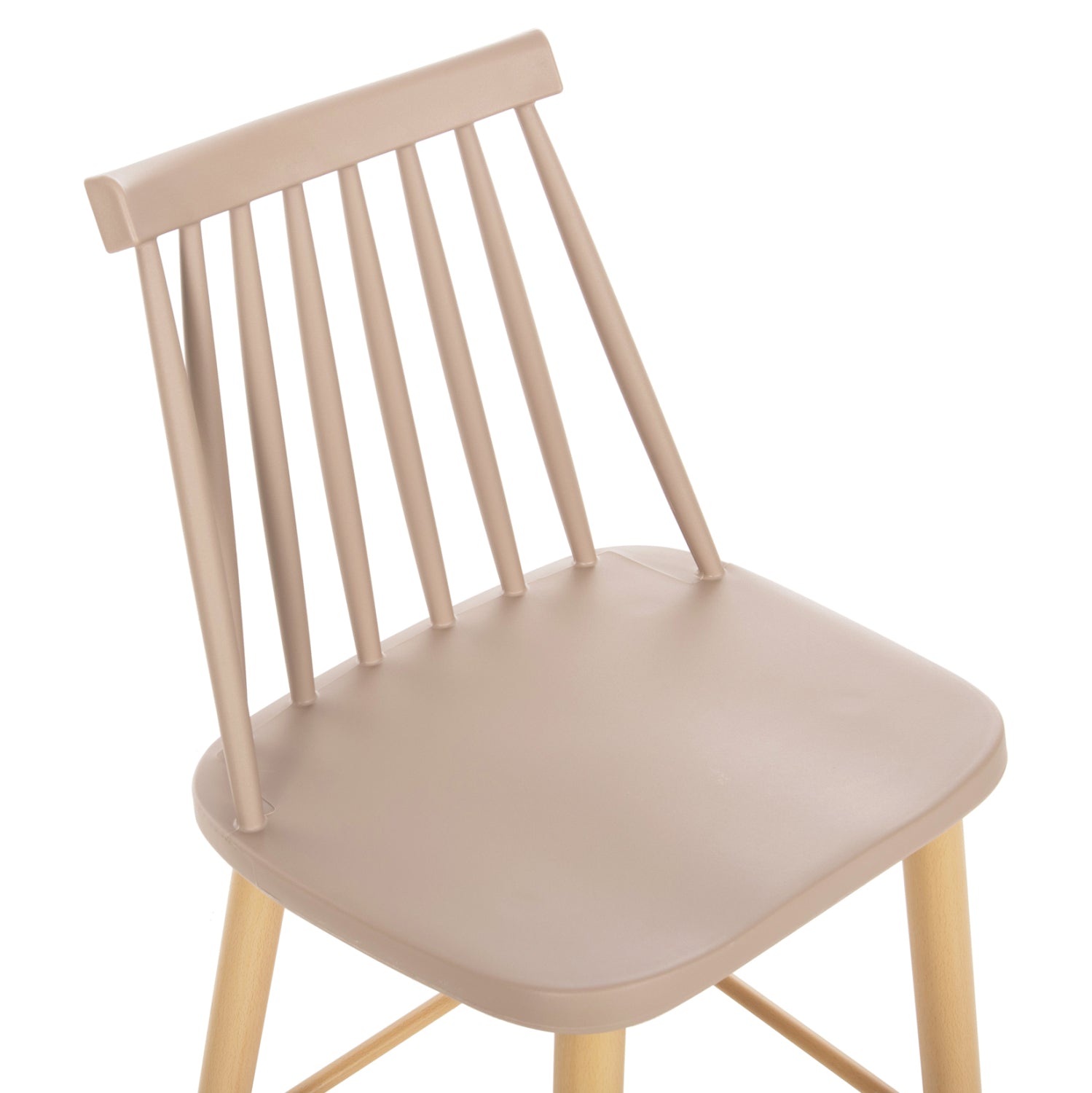 BAR STOOL MEDIUM HEIGHT VANESSA HM9300.25 CAPPUCCINO PP & METAL LEGS IN WOOD COLOR 45,5x46x97Hcm.