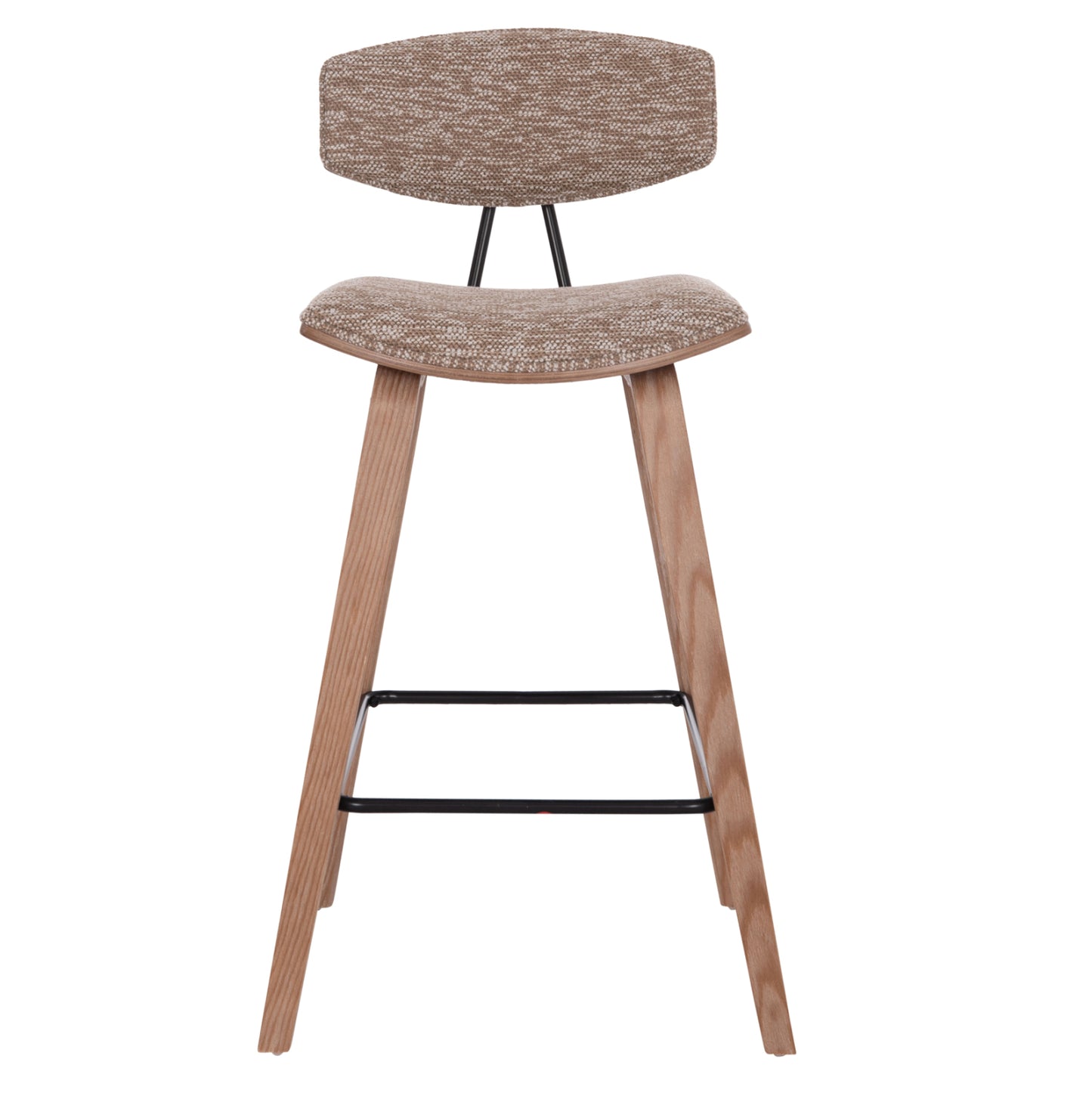 BAR STOOL MED.HEIGHT INOVER HM9984.01 PLYWOOD IN WHITEWASH--BROWN FABRIC 50x48x90Hcm.
