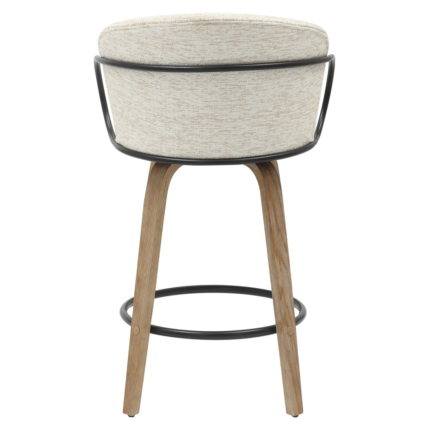 BAR STOOL MED.HEIGHT NEBOR HM9986.01 PLYWOOD LEGS-BLACK METAL-ECRU FABRIC 53,5x51x90Hcm.