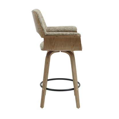 BAR STOOL MED.HEIGHT CLIPP HM9987.01 WHITEWASH PLYWOOD-BEIGE FABRIC 57,5x53x98Hcm.
