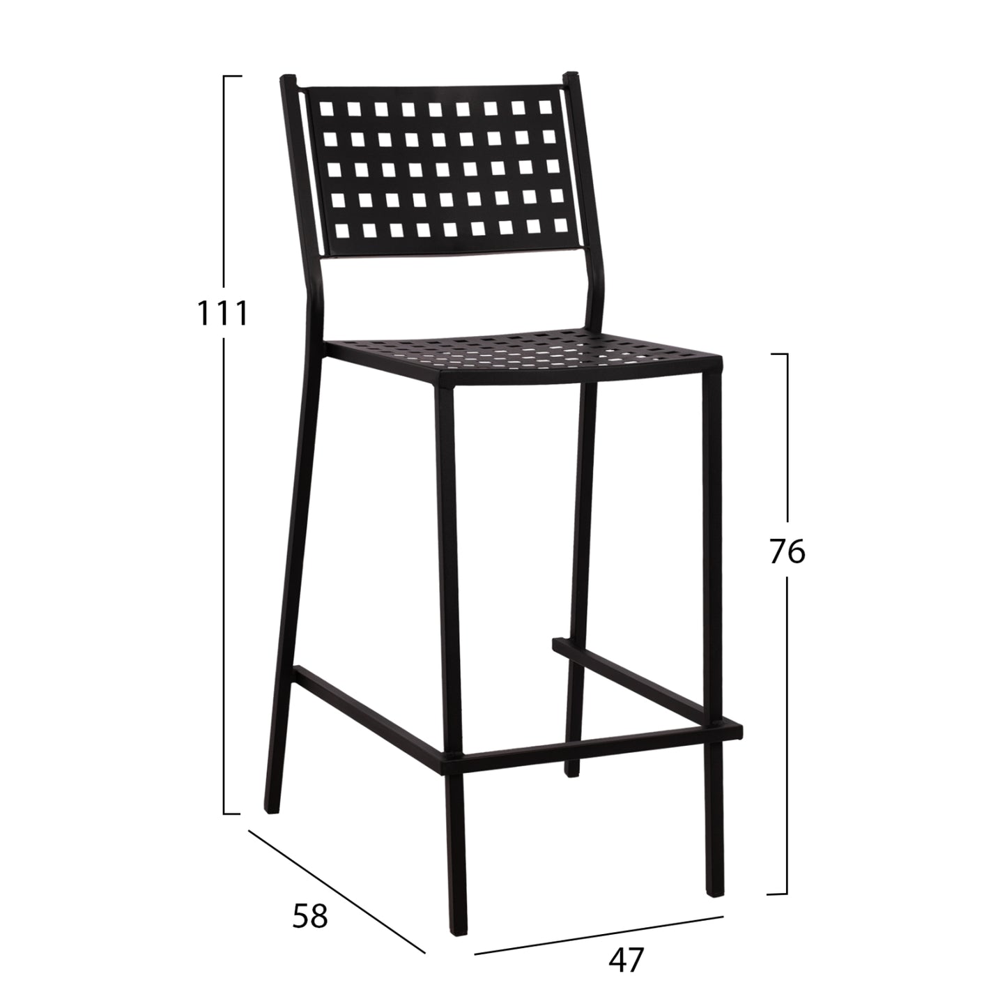 Stool bar Olympias Metallic HM5528.01 Black color 47x58x111cm