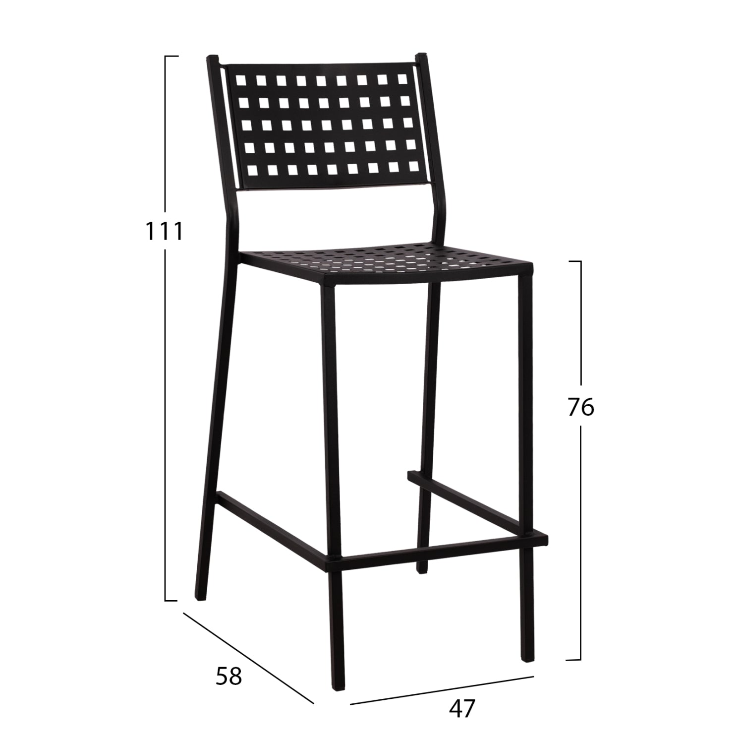 Stool bar Olympias Metallic HM5528.01 Black color 47x58x111cm