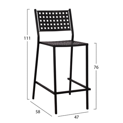 Stool bar Olympias Metallic HM5528.01 Black color 47x58x111cm
