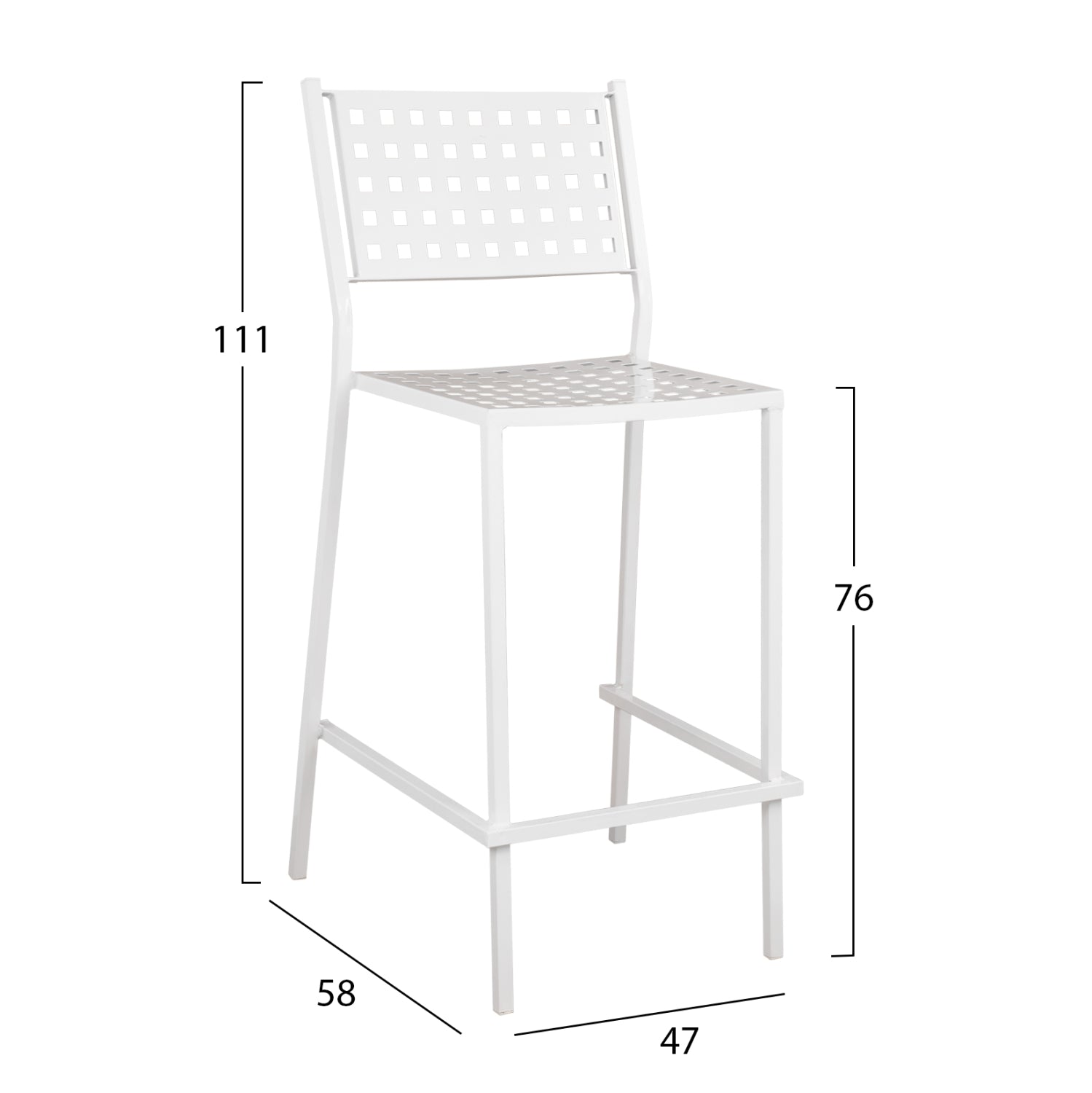 Bar Stool Olympias Metallic HM5528.02 White color 47x58x111cm
