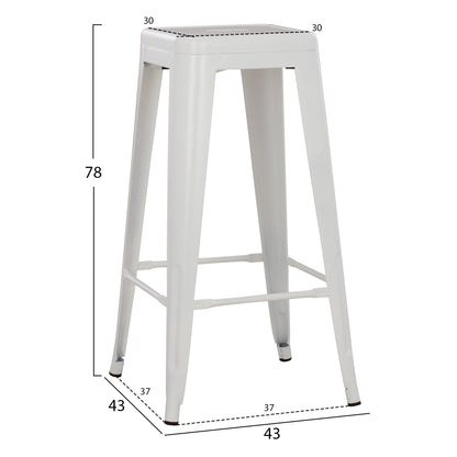 BAR STOOL MELITA-PRO HM8642.41 METAL IN MATTE WHITE 43x43x78Hcm.