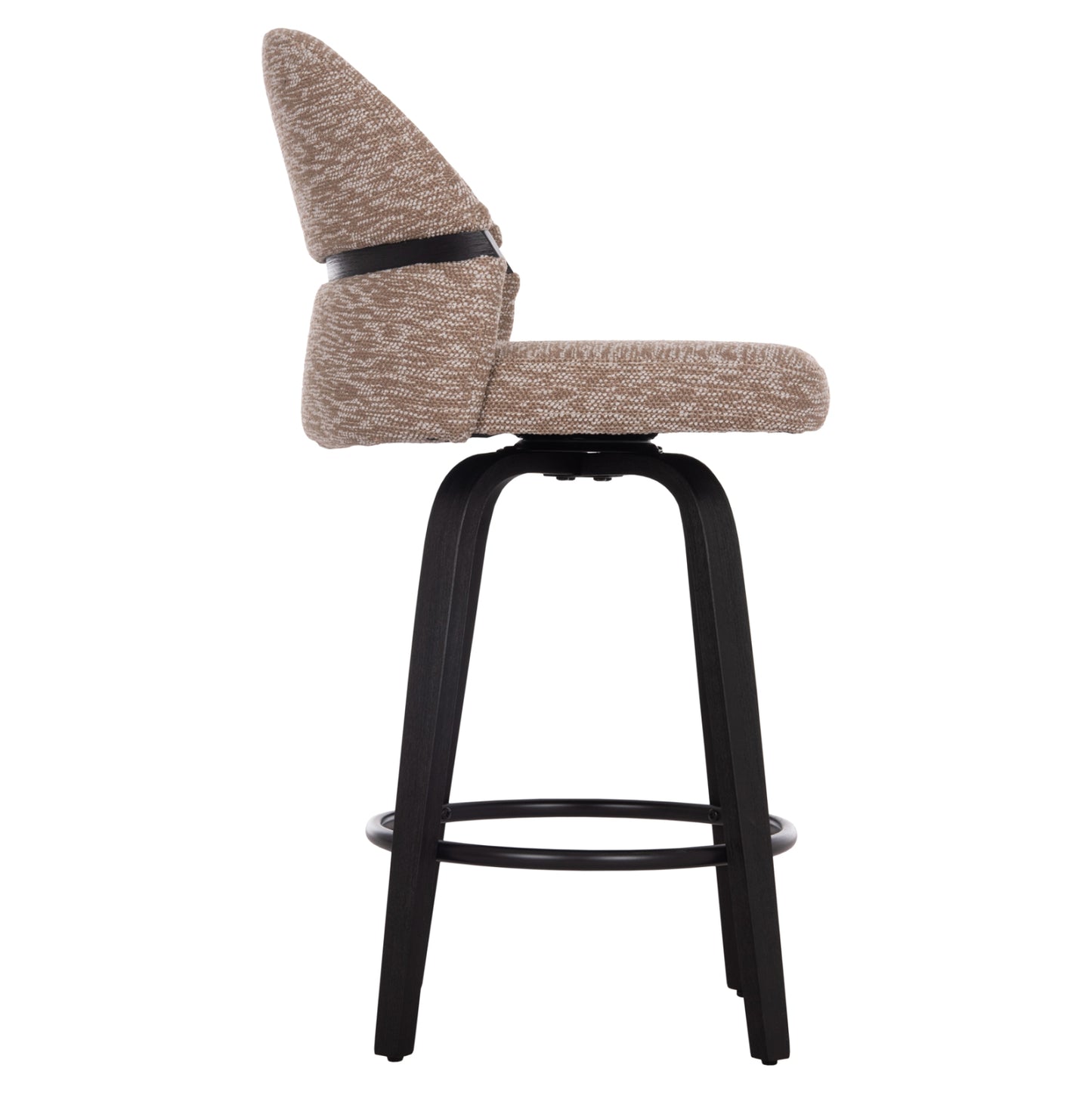BAR STOOL SWIVEL DEKKER HM18250.02 PLYWOOD IN BLACK--FABRIC IN BROWN 48x54x96Hcm.