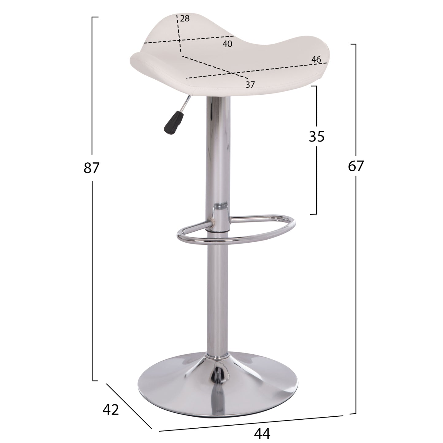 BAR STOOL SWIVEL GANNA HM201.22 WITH SUSPENSION-WHITE PU 44x42x87Hcm.