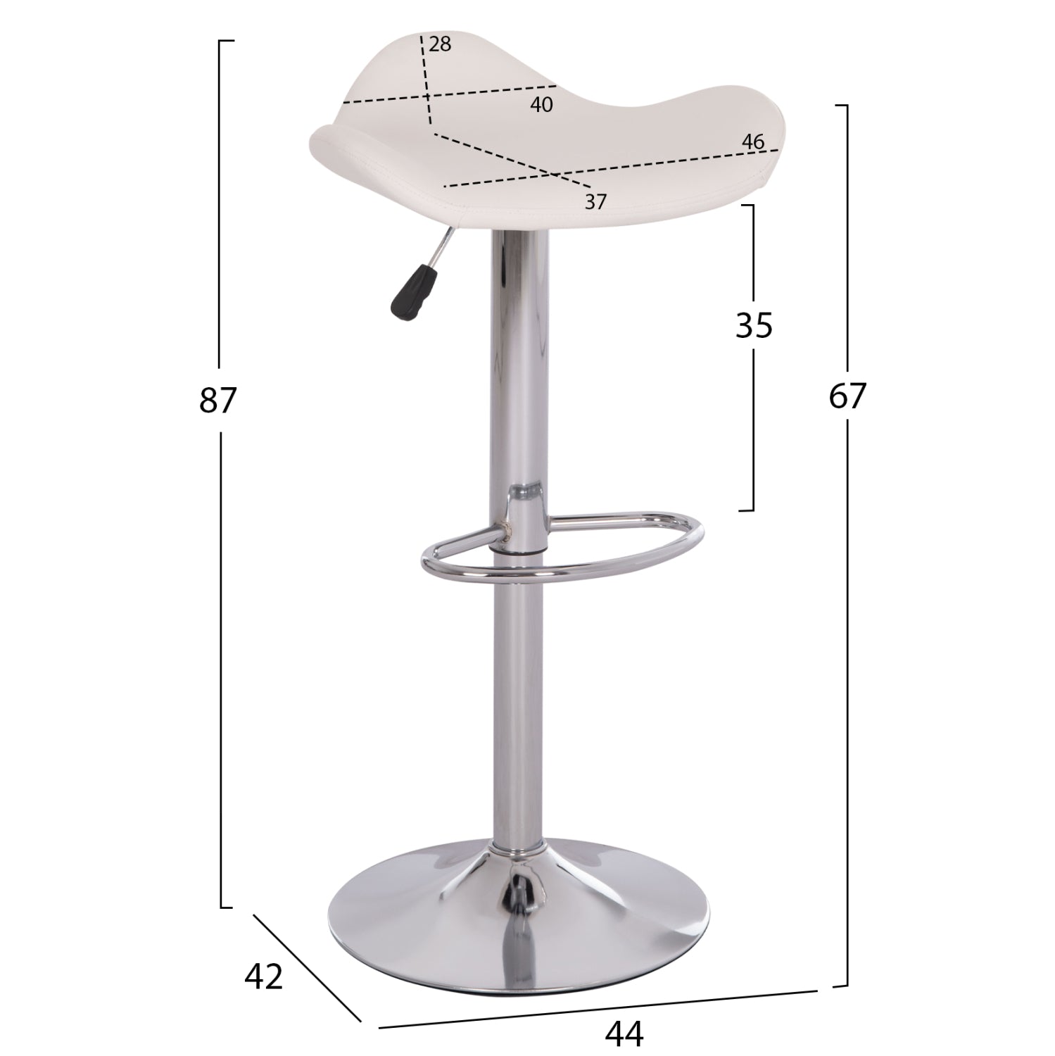 BAR STOOL SWIVEL GANNA HM201.22 WITH SUSPENSION-WHITE PU 44x42x87Hcm.