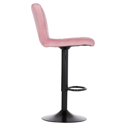 BAR STOOL SWIVELING DIANA HM202.42 DUSTY PINK VELVET--BLACK MATTE METAL 44x52x109Hcm.