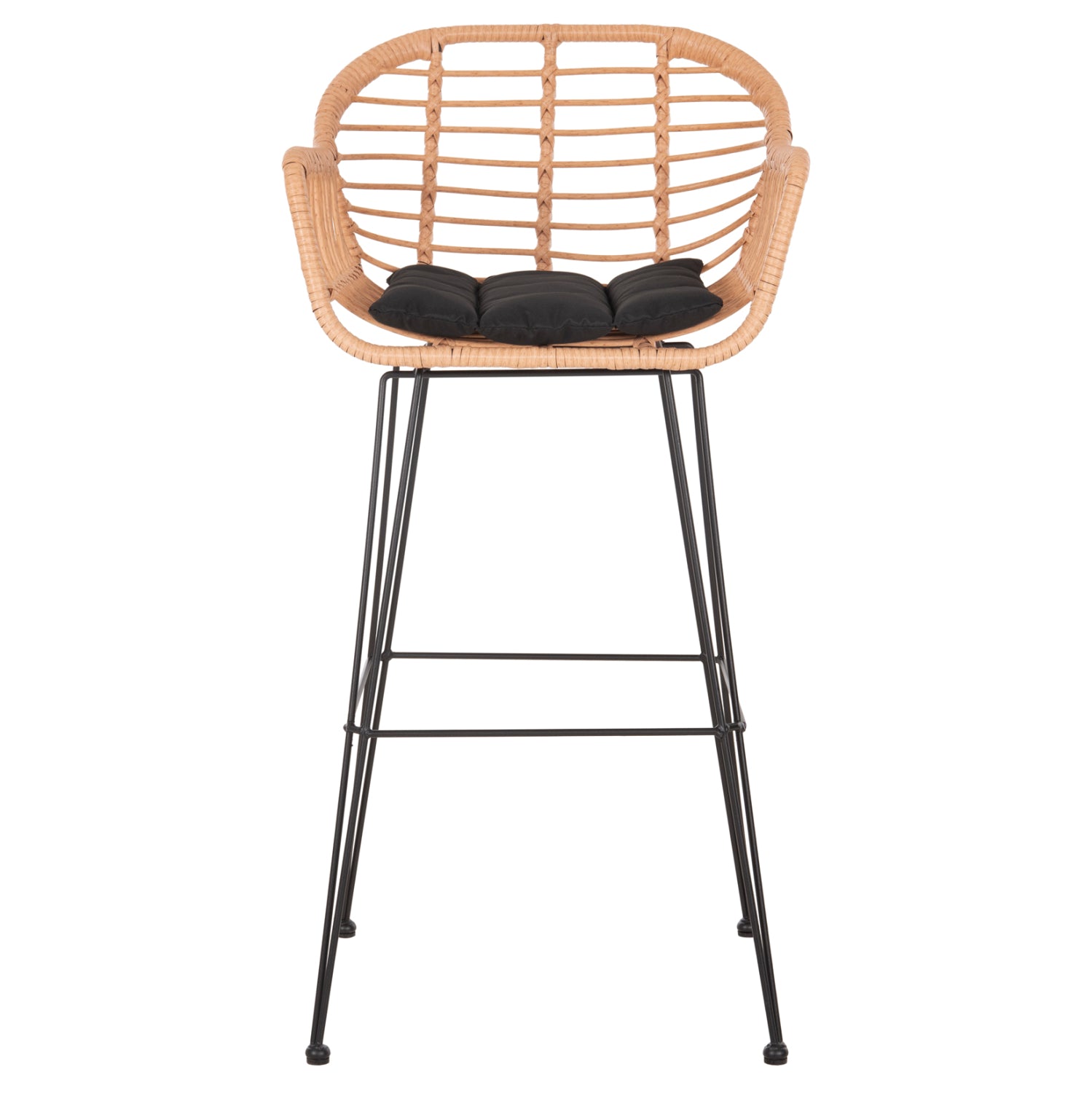 BAR STOOL (HIGH SEAT) ALLEGRA HM5640.11 P.E.RATTAN IN BEIGE-BLACK METAL 54x55x108Hcm.