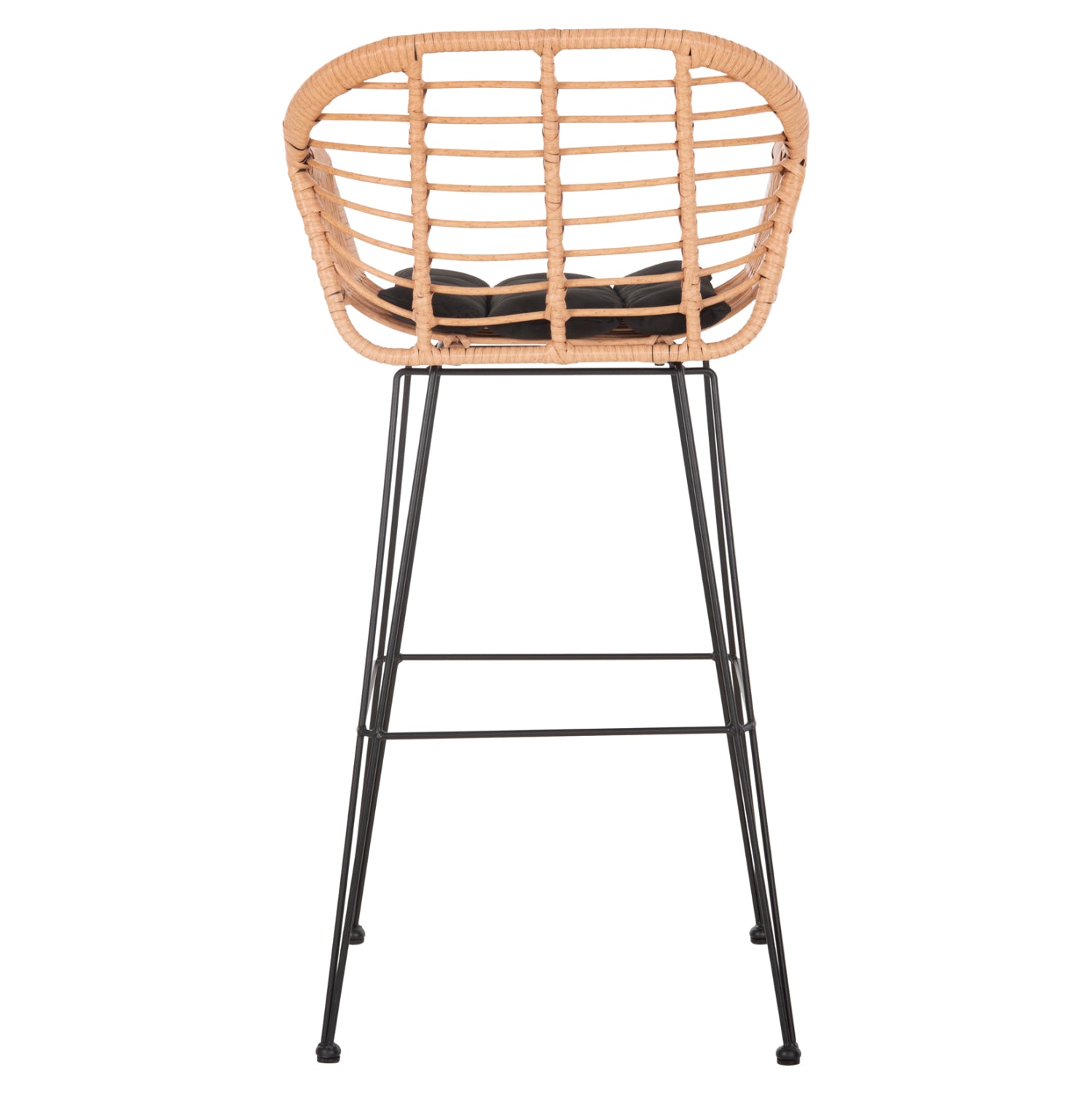 BAR STOOL (HIGH SEAT) ALLEGRA HM5640.11 P.E.RATTAN IN BEIGE-BLACK METAL 54x55x108Hcm.