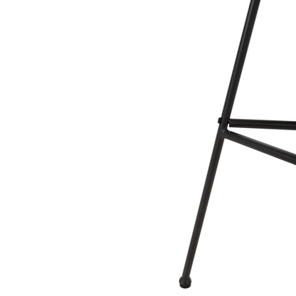 BAR STOOL HIGH SEAT ALLEGRA HM5708.11 METAL&CUSHION IN BLACK-BEIGE WICKER 48x49x99,5Hcm.