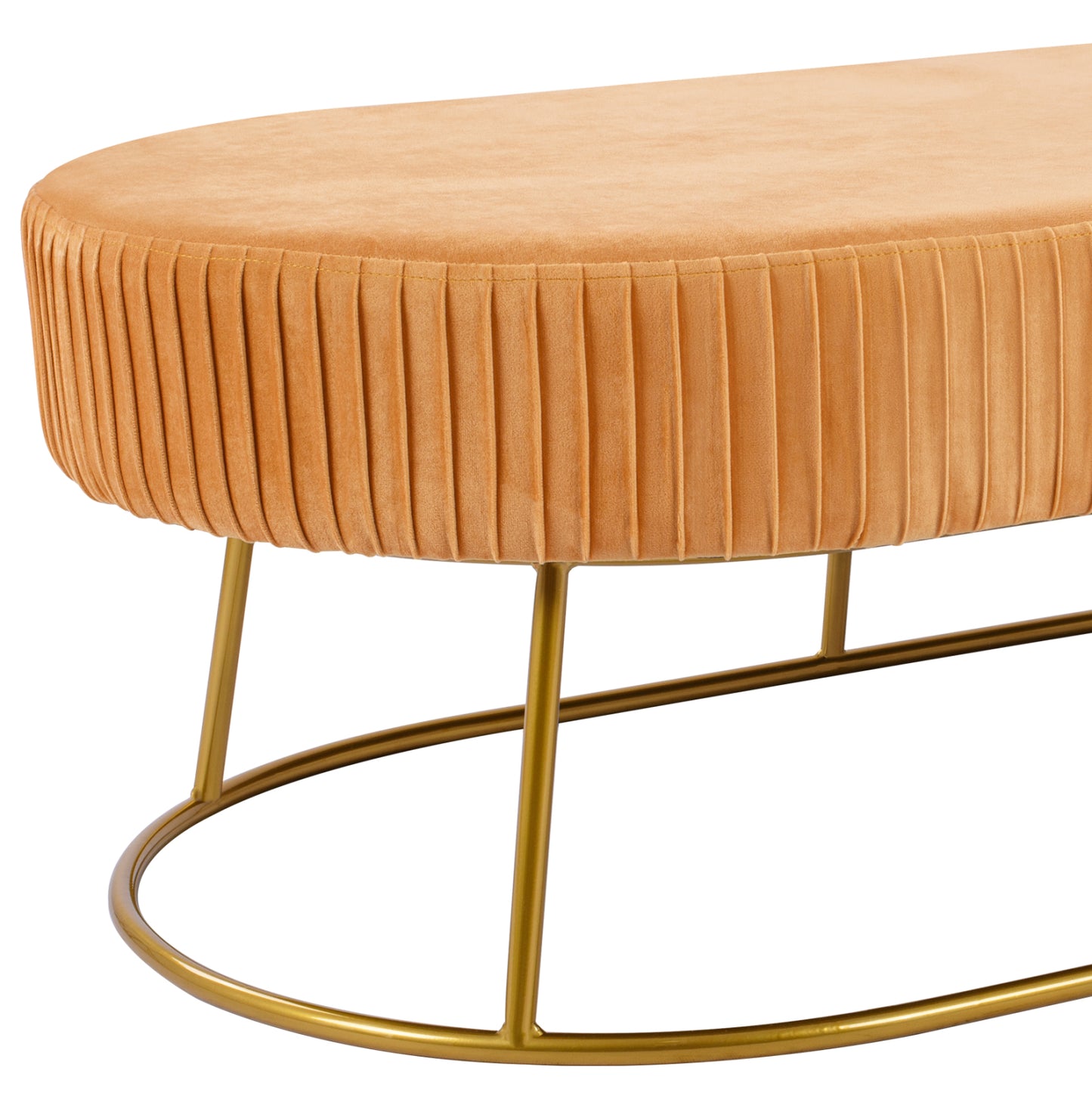 Bench Alinafe HM8635.09 from gold velvet with gold base 118x64x40,5cm