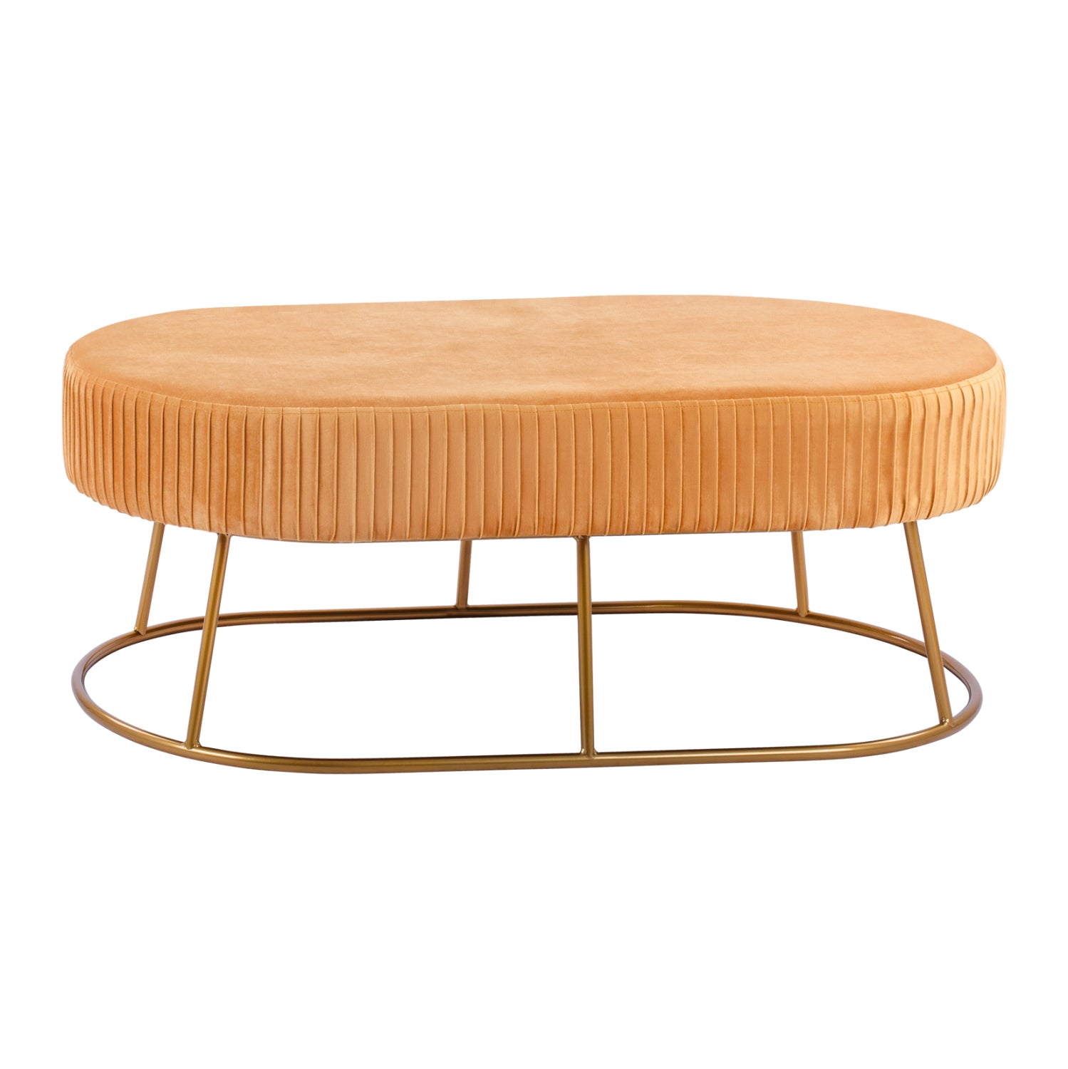 Bench Alinafe HM8635.09 from gold velvet with gold base 118x64x40,5cm