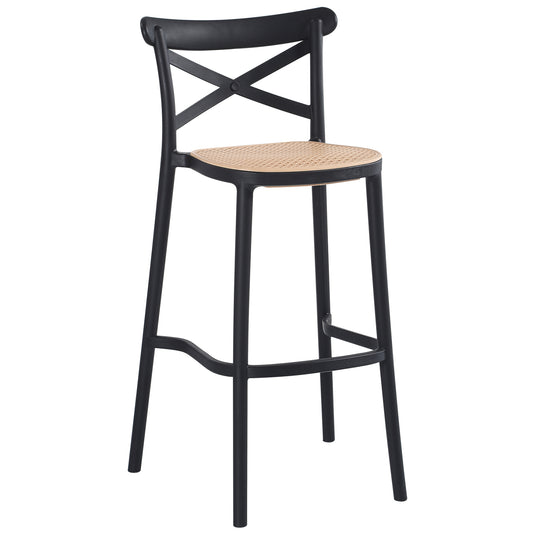 BAR STOOL CONN HM5933.02 POLYPROPYLENE WITH BACKREST BLACK AND BEIGE SEAT 41x49x102Hcm.