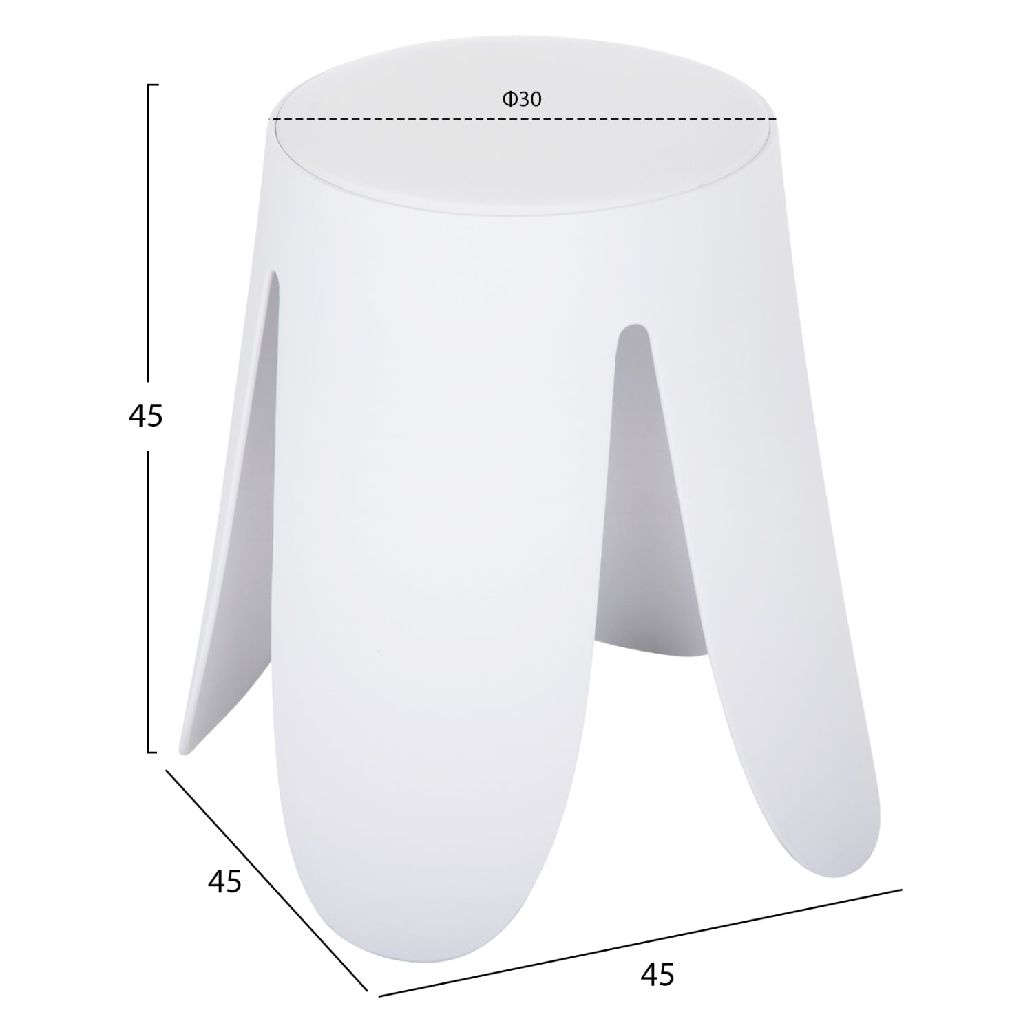 STOOL DENTY HM9619.01 POLYPROPYLENE IN WHITE-PU SEAT IN WHITE Φ30x45Hcm.