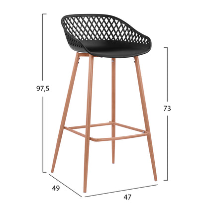 Stool Polypropylene Black with metallic legs Avaya HM8686.02 47x49x97,5 cm